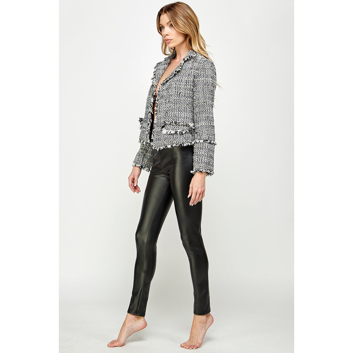 Raw Hem Tweed Jacket-LUXYUSA-S-Urbanheer