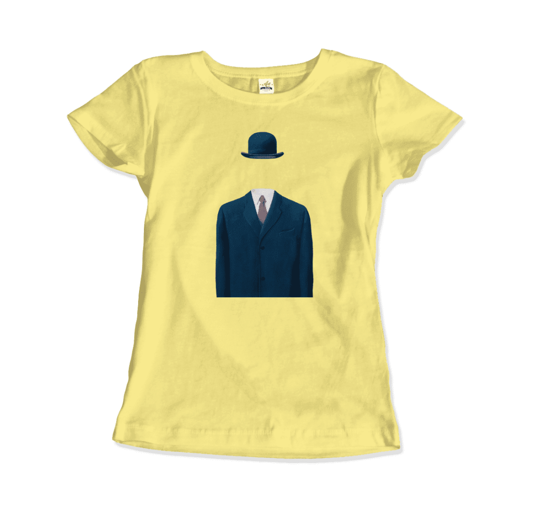 Rene Magritte Man In A Bowler Hat, 1964 Artwork T-Shirt-Art-O-Rama Shop-Men (Unisex)-White-S-Urbanheer