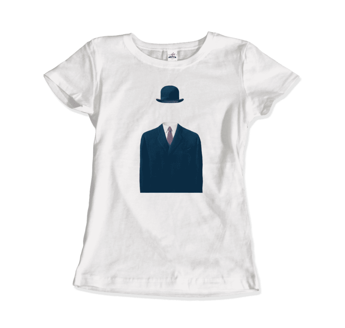 Rene Magritte Man In A Bowler Hat, 1964 Artwork T-Shirt-Art-O-Rama Shop-Men (Unisex)-Heather Grey-S-Urbanheer