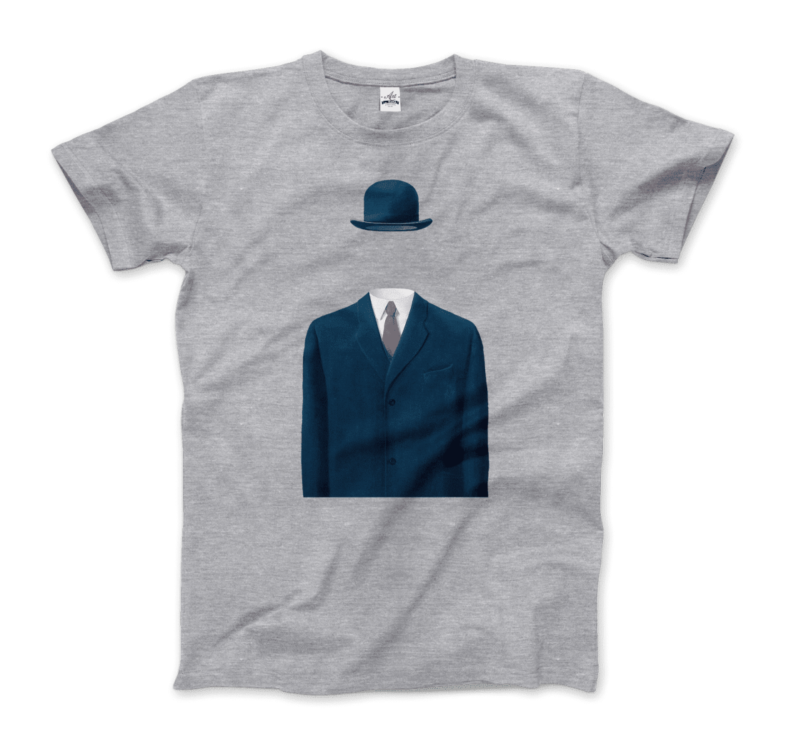 Rene Magritte Man In A Bowler Hat, 1964 Artwork T-Shirt-Art-O-Rama Shop-Men (Unisex)-White-S-Urbanheer