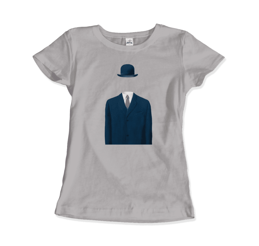 Rene Magritte Man In A Bowler Hat, 1964 Artwork T-Shirt-Art-O-Rama Shop-Men (Unisex)-White-S-Urbanheer