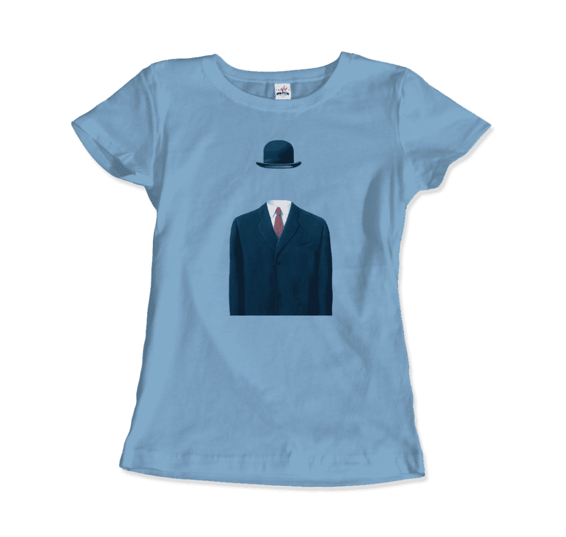 Rene Magritte Man In A Bowler Hat, 1964 Artwork T-Shirt-Art-O-Rama Shop-Men (Unisex)-White-S-Urbanheer