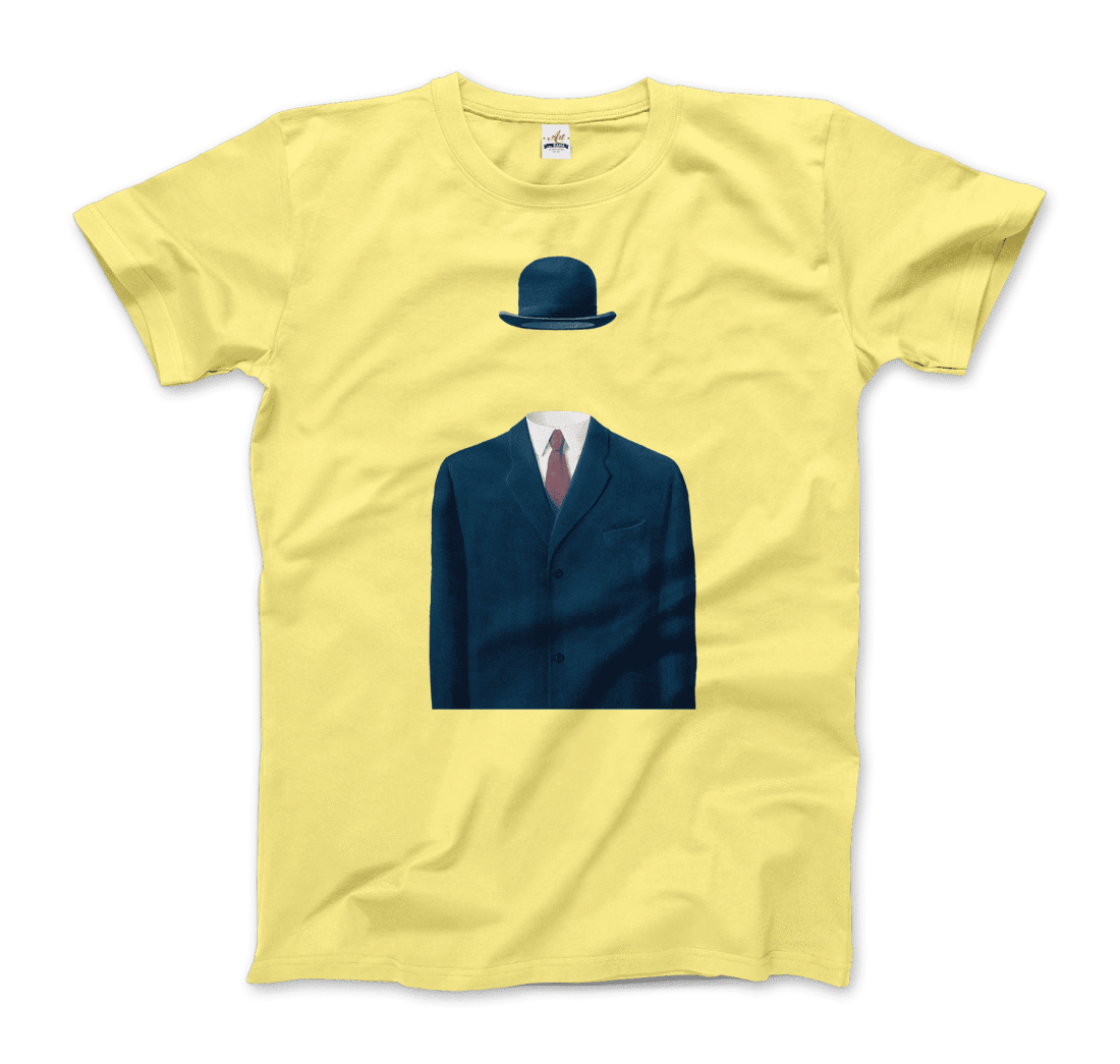 Rene Magritte Man In A Bowler Hat, 1964 Artwork T-Shirt-Art-O-Rama Shop-Men (Unisex)-White-S-Urbanheer