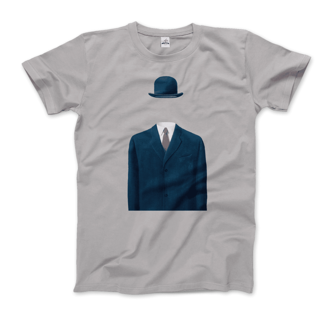 Rene Magritte Man In A Bowler Hat, 1964 Artwork T-Shirt-Art-O-Rama Shop-Men (Unisex)-White-S-Urbanheer