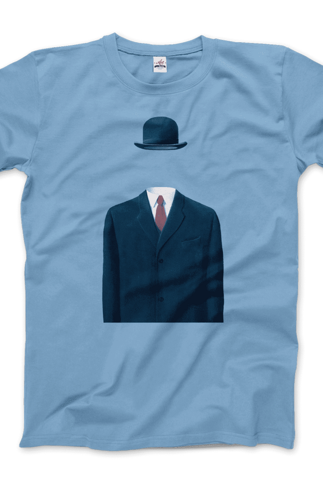 Rene Magritte Man In A Bowler Hat, 1964 Artwork T-Shirt-Art-O-Rama Shop-Men (Unisex)-White-3XL-Urbanheer