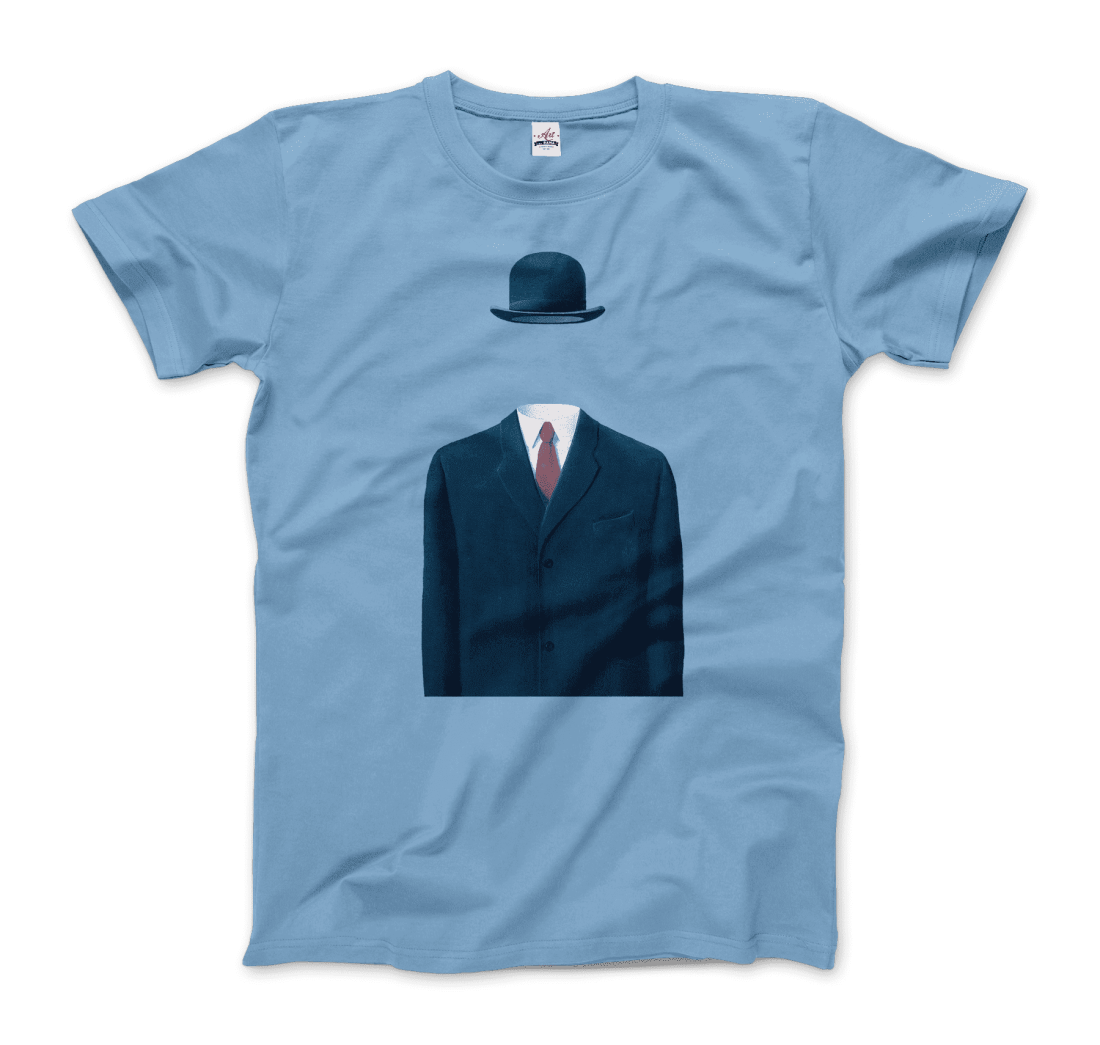 Rene Magritte Man In A Bowler Hat, 1964 Artwork T-Shirt-Art-O-Rama Shop-Men (Unisex)-White-S-Urbanheer