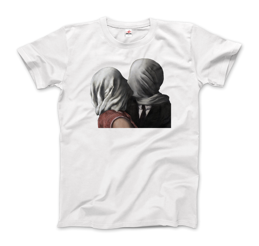 Rene Magritte The Lovers Ii (1928) Artwork T-Shirt-Art-O-Rama Shop-Men (Unisex)-White-S-Urbanheer