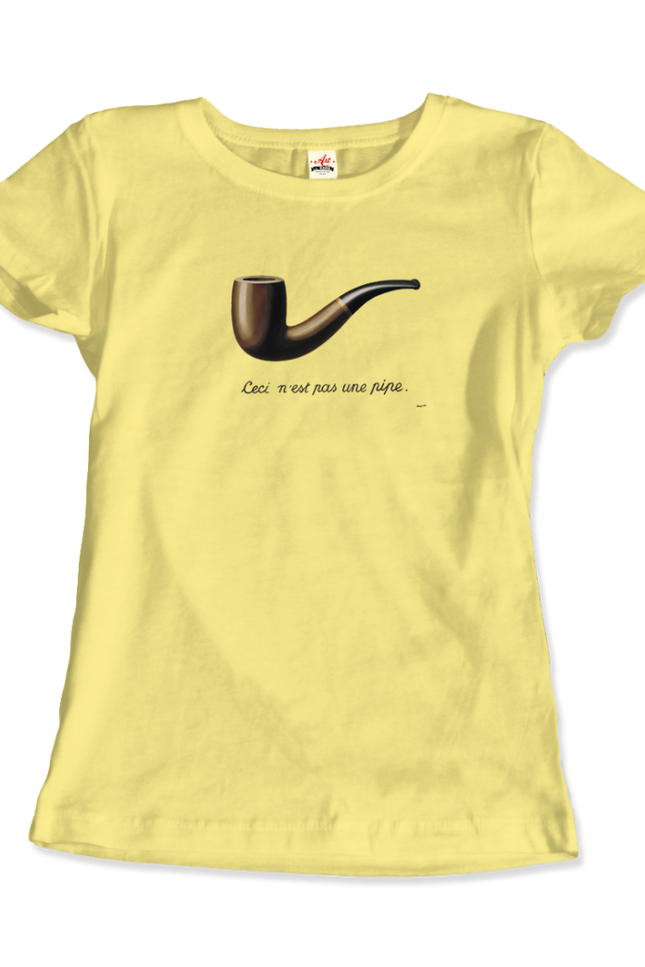 Rene Magritte This Is Not A Pipe, 1929 Artwork T-Shirt-Art-O-Rama Shop-Women (Fitted)-Light Blue-S-Urbanheer