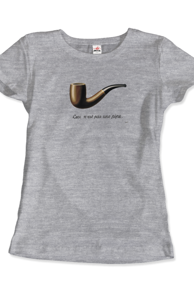 Rene Magritte This Is Not A Pipe, 1929 Artwork T-Shirt-Art-O-Rama Shop-Women (Fitted)-Heather Grey-L-Urbanheer