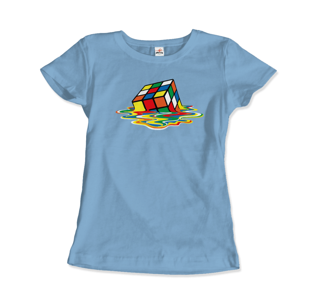 Rubick'S Cube Melting, Sheldon Cooper'S T-Shirt-Art-O-Rama Shop-Women (Fitted)-Navy-S-Urbanheer