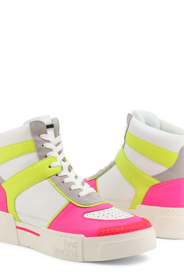 Neon Pink High Top Sneakers-Love Moschino-Urbanheer