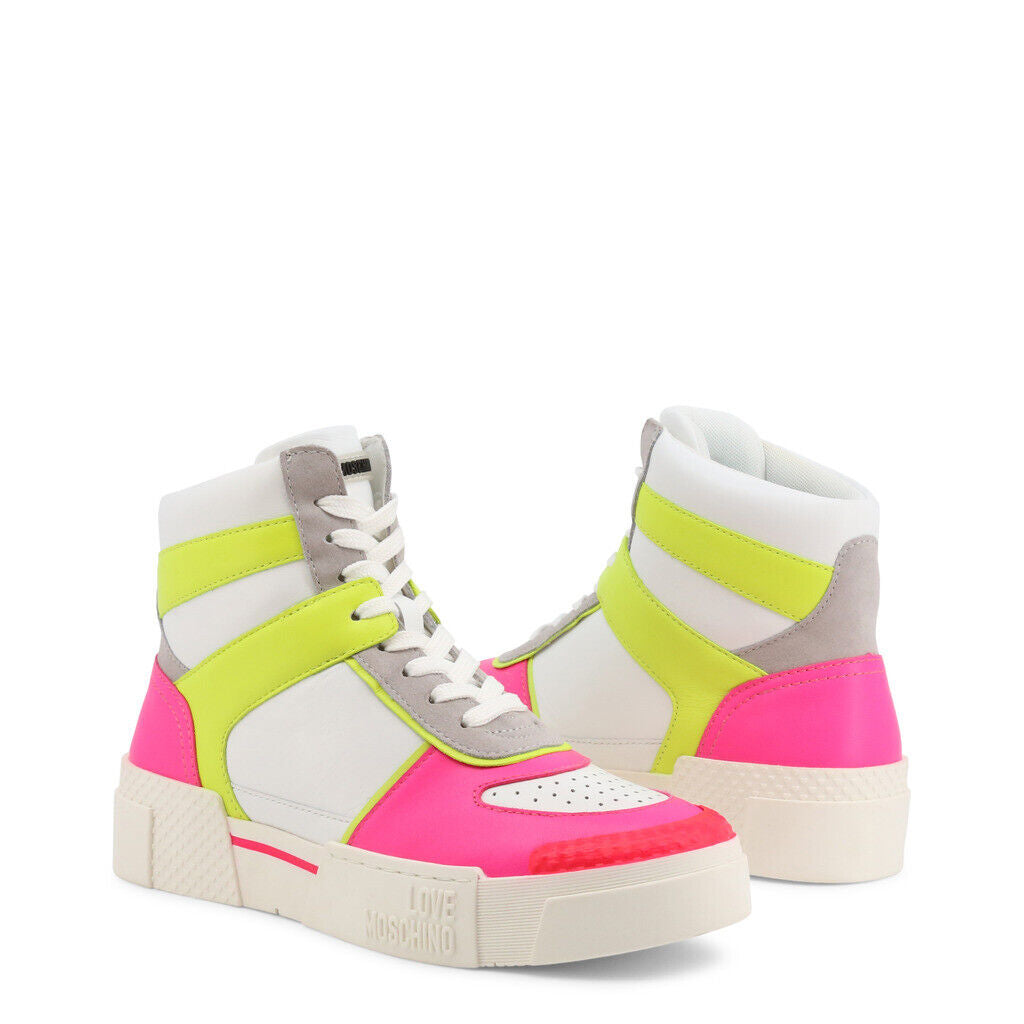 Neon Pink High Top Sneakers-Love Moschino-10-Urbanheer