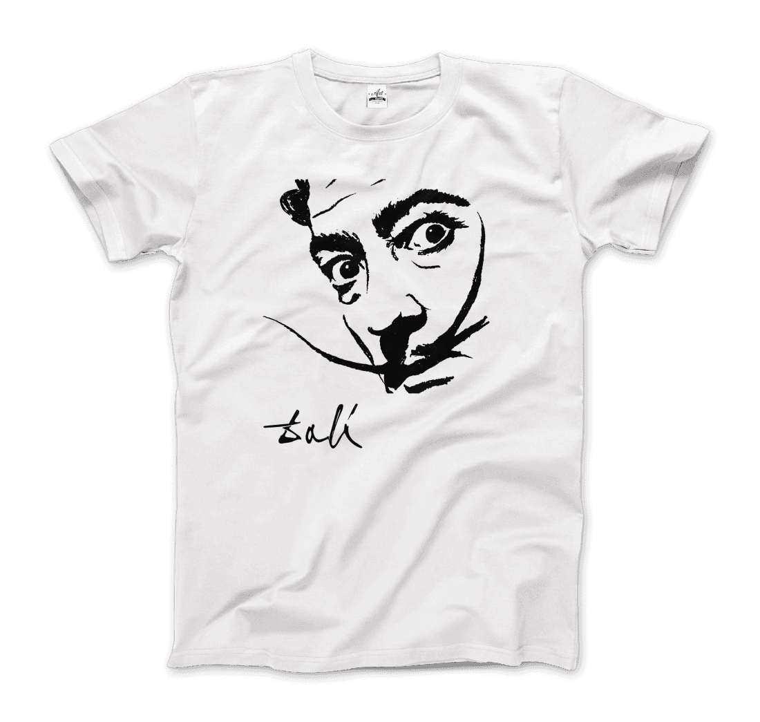 Salvador Dali Portrait Sketch Artwork T-Shirt-T-Shirt-Art-O-Rama Shop-Men (Unisex)-White-S-Urbanheer
