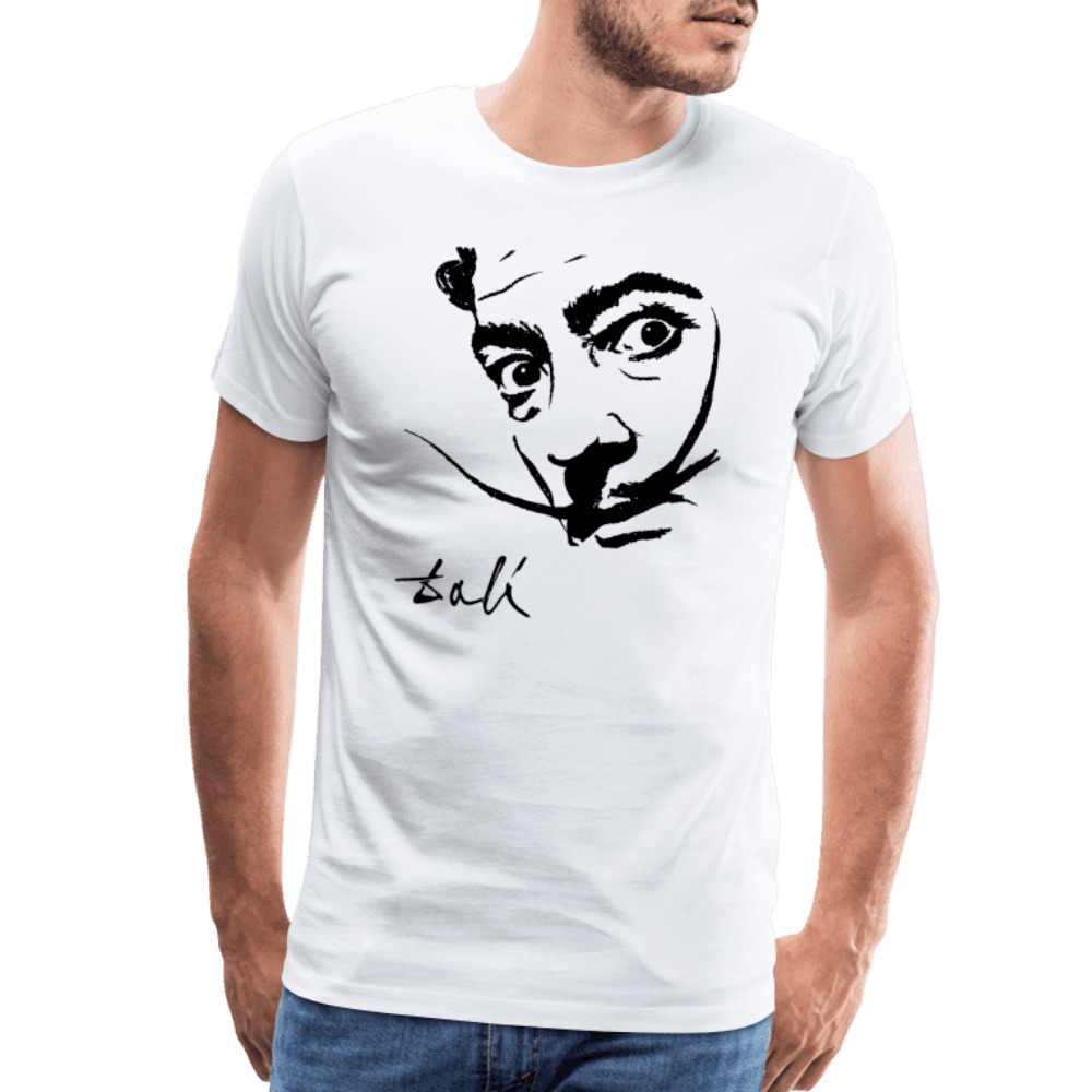 Salvador Dali Portrait Sketch Artwork T-Shirt-T-Shirt-Art-O-Rama Shop-Men (Unisex)-White-S-Urbanheer