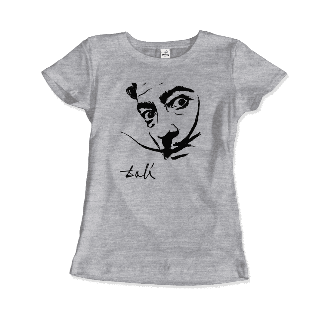 Salvador Dali Portrait Sketch Artwork T-Shirt-T-Shirt-Art-O-Rama Shop-Men (Unisex)-Heather Grey-S-Urbanheer
