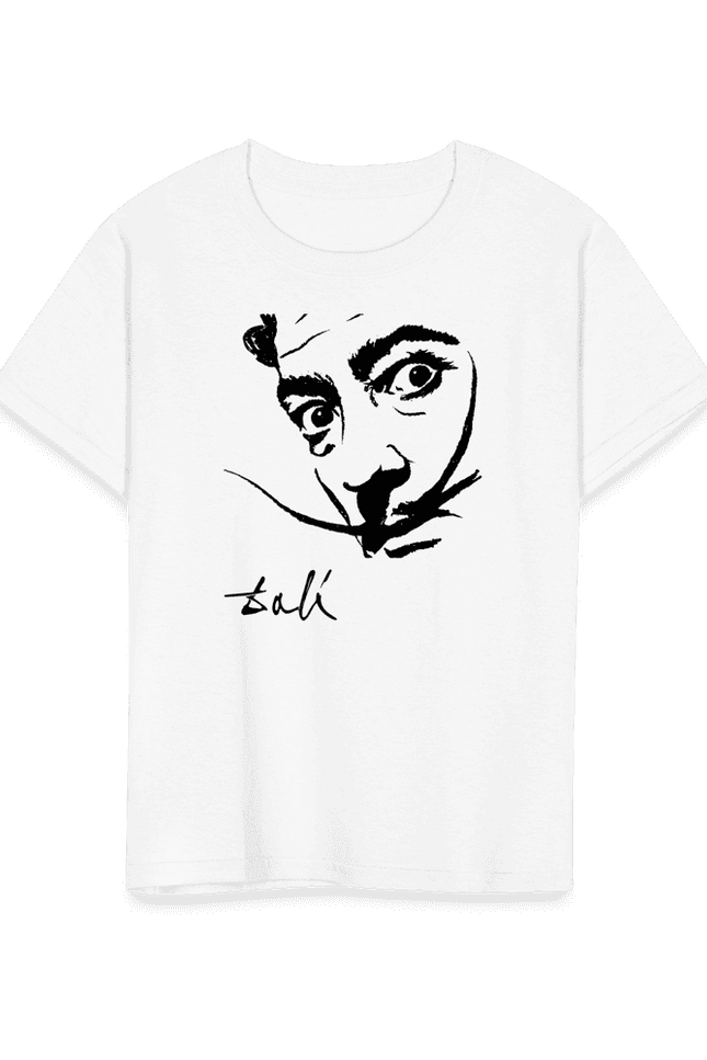 Salvador Dali Portrait Sketch Artwork T-Shirt-T-Shirt-Art-O-Rama Shop-Youth-White-S-Urbanheer