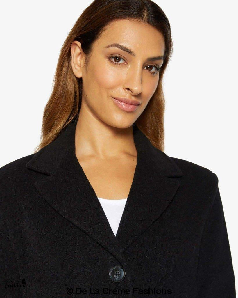 Slim Fit Wool Blend Longline Maxi Coat (1816)-Rose Eleusis-UK 10/EU 38/US 6-Black-Urbanheer