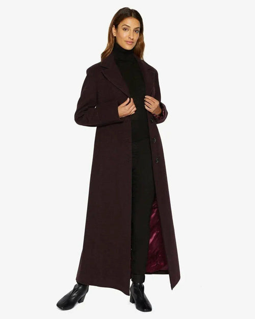Slim Fit Wool Blend Longline Maxi Coat (1816)-Rose Eleusis-UK 10/EU 38/US 6-Wine-Urbanheer