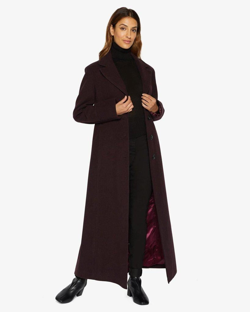 Slim Fit Wool Blend Longline Maxi Coat (1816)-Rose Eleusis-UK 10/EU 38/US 6-Black-Urbanheer