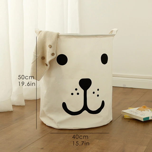 Smile Dog Printed Quilted Storage Bag With Handle Storage Bin Closet Toy Box Container Organizer Fab-Baby Bedding Design-Urbanheer