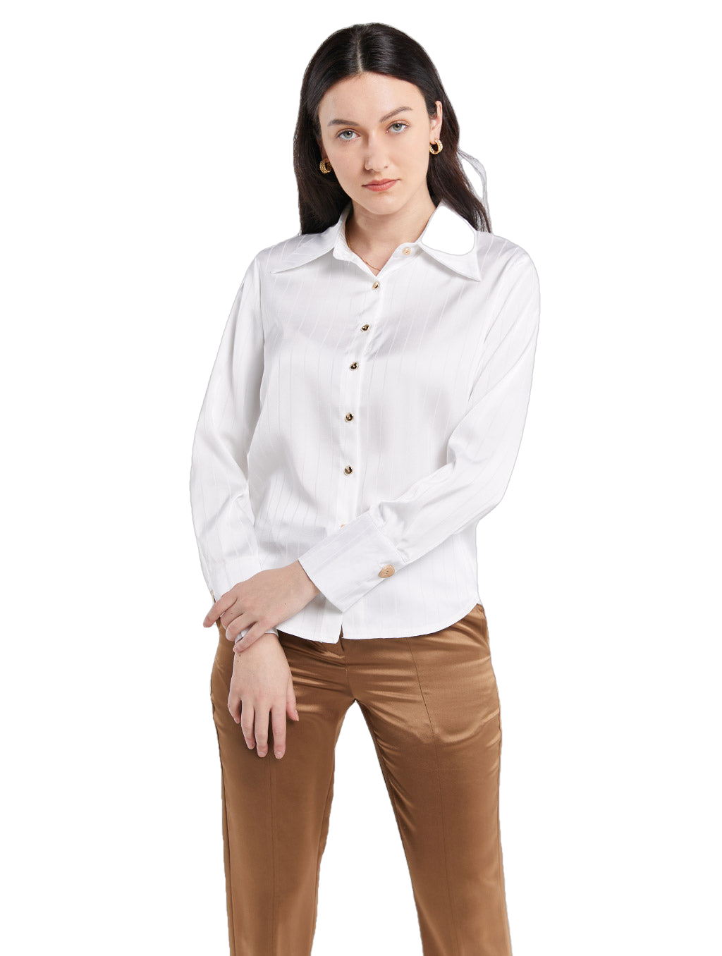White Smooth Striped Long-Sleeve Shirt-Lattelier-S-Urbanheer
