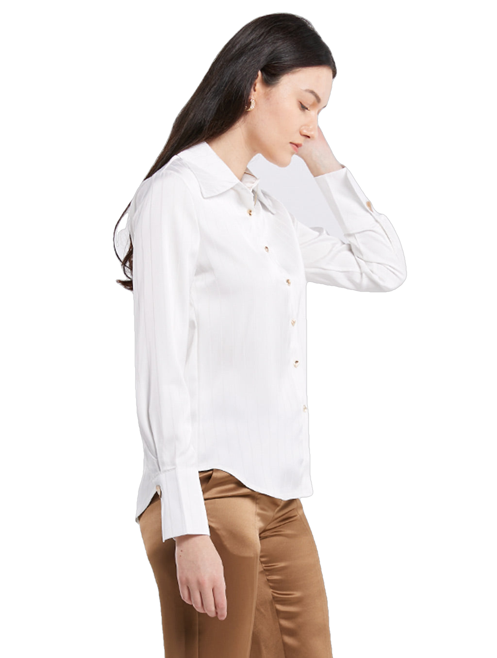 White Smooth Striped Long-Sleeve Shirt-Lattelier-S-Urbanheer