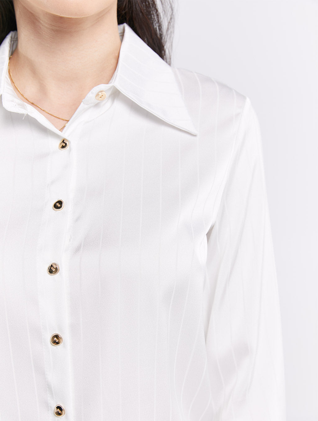 White Smooth Striped Long-Sleeve Shirt-Lattelier-S-Urbanheer