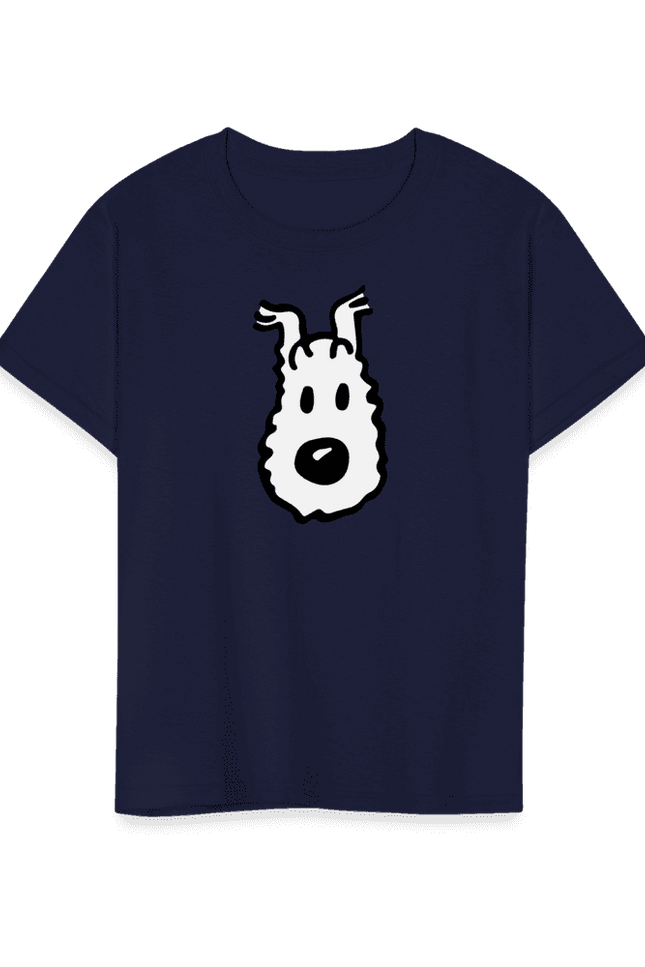 Snowy (Milou), Wire Fox Terrier from Tintin T-Shirt-T-Shirt-Art-O-Rama Shop-Youth-Navy-S-Urbanheer