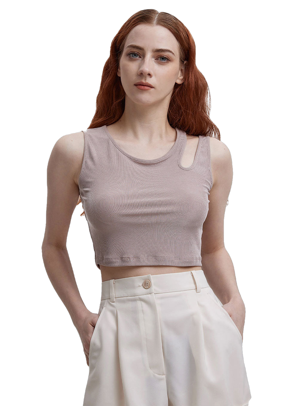 Solid Knitted Cut-Out Crop Top-Heer Decor-S-Urbanheer