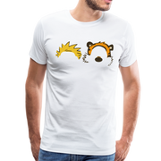 Calvin And Hobbes Faces Contour T-Shirt-Art-O-Rama Shop-Men (Unisex)-White-S-Urbanheer
