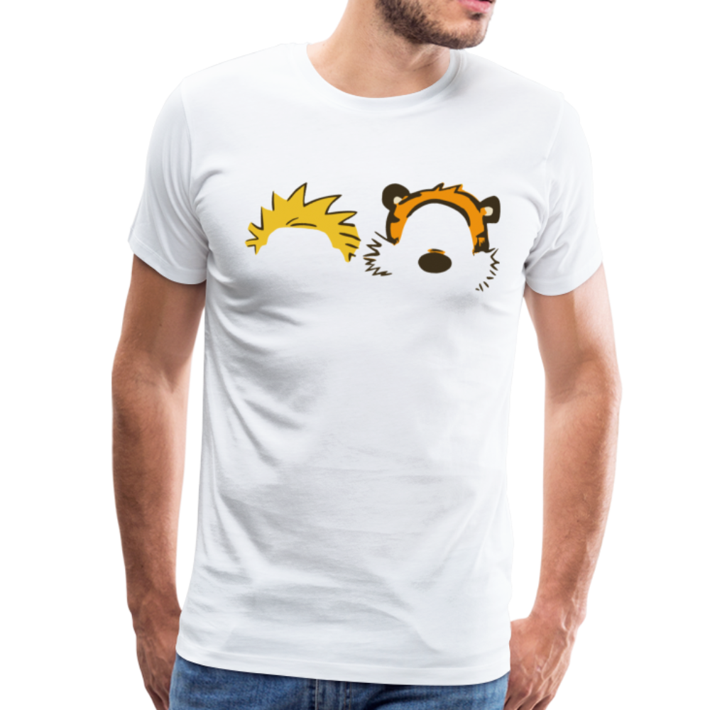 Calvin And Hobbes Faces Contour T-Shirt-Art-O-Rama Shop-Men (Unisex)-White-S-Urbanheer