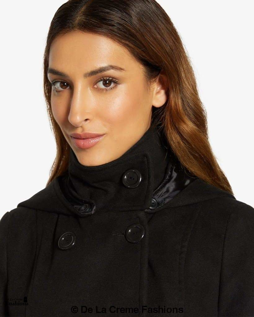 (Pre-Order) Double Breasted Hooded Coat (1225)-Rose Eleusis-UK 10/EU 38/US 6-Black-Urbanheer