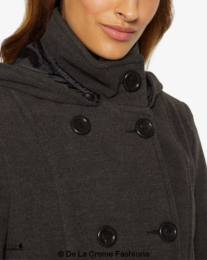 (Pre-Order) Double Breasted Hooded Coat (1225)-Rose Eleusis-UK 10/EU 38/US 6-Black-Urbanheer