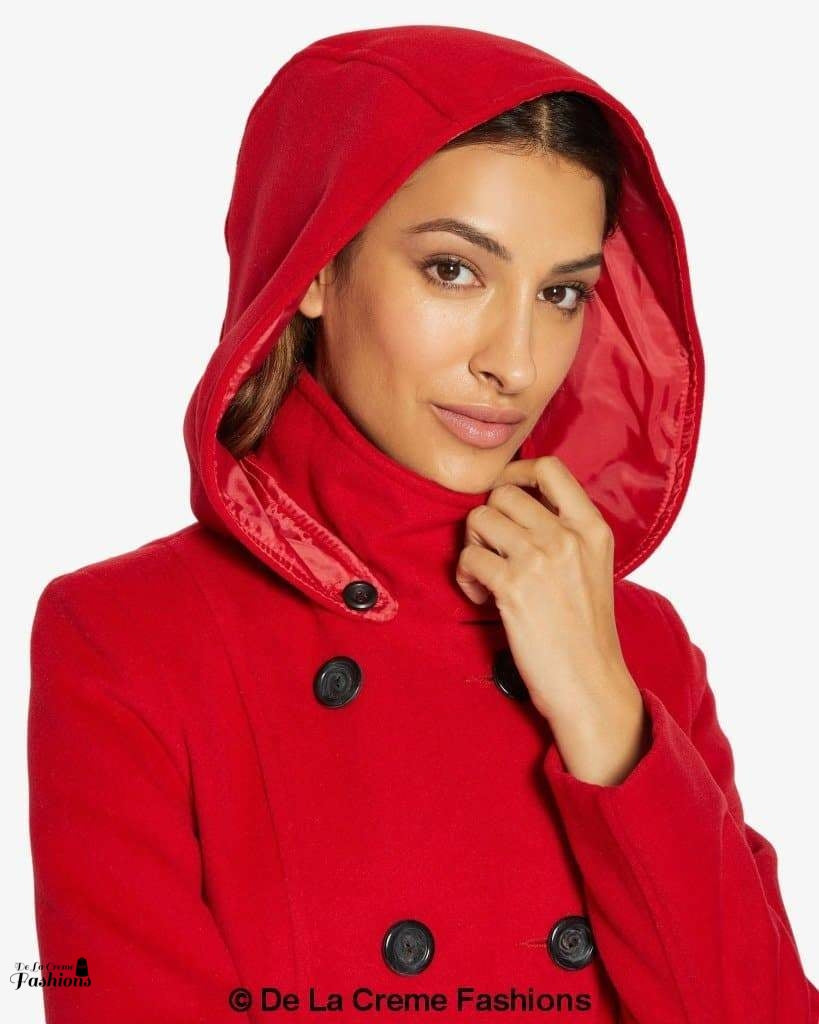 (Pre-Order) Double Breasted Hooded Coat (1225)-Rose Eleusis-UK 10/EU 38/US 6-Black-Urbanheer