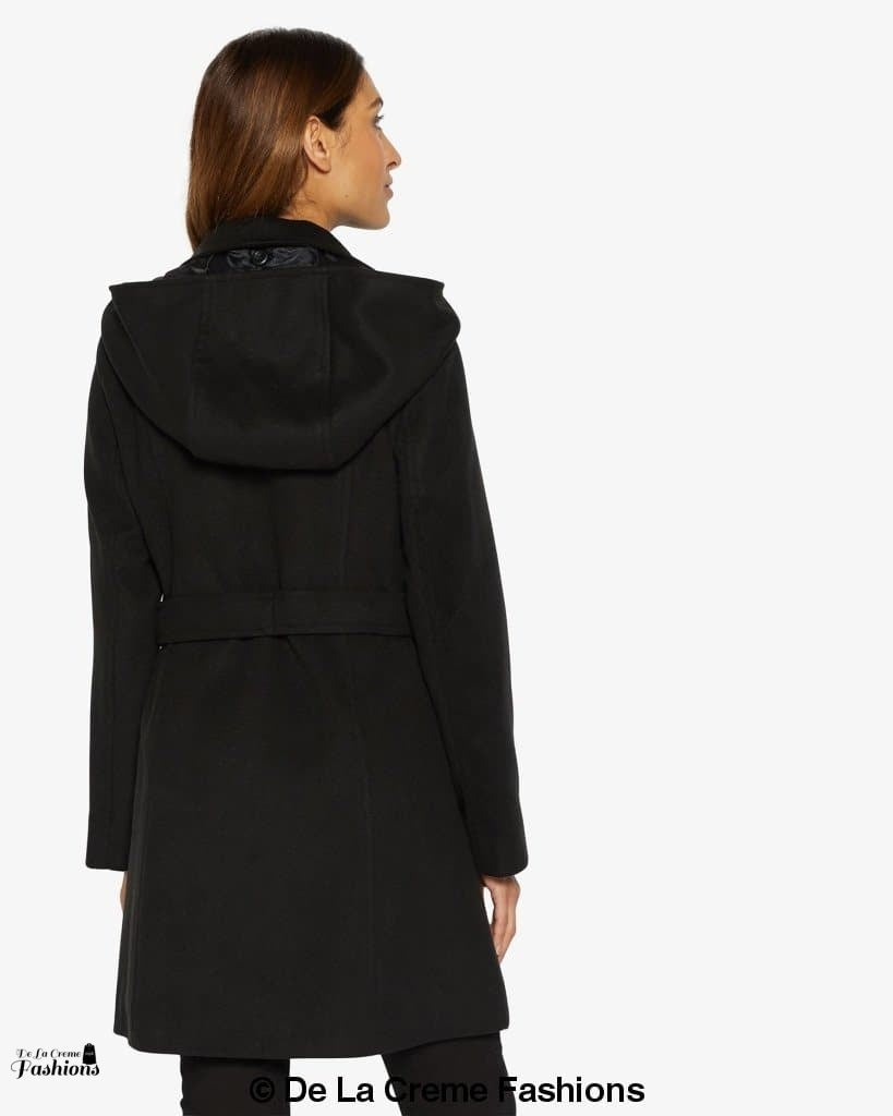 (Pre-Order) Double Breasted Hooded Coat (1225)-Rose Eleusis-UK 10/EU 38/US 6-Black-Urbanheer