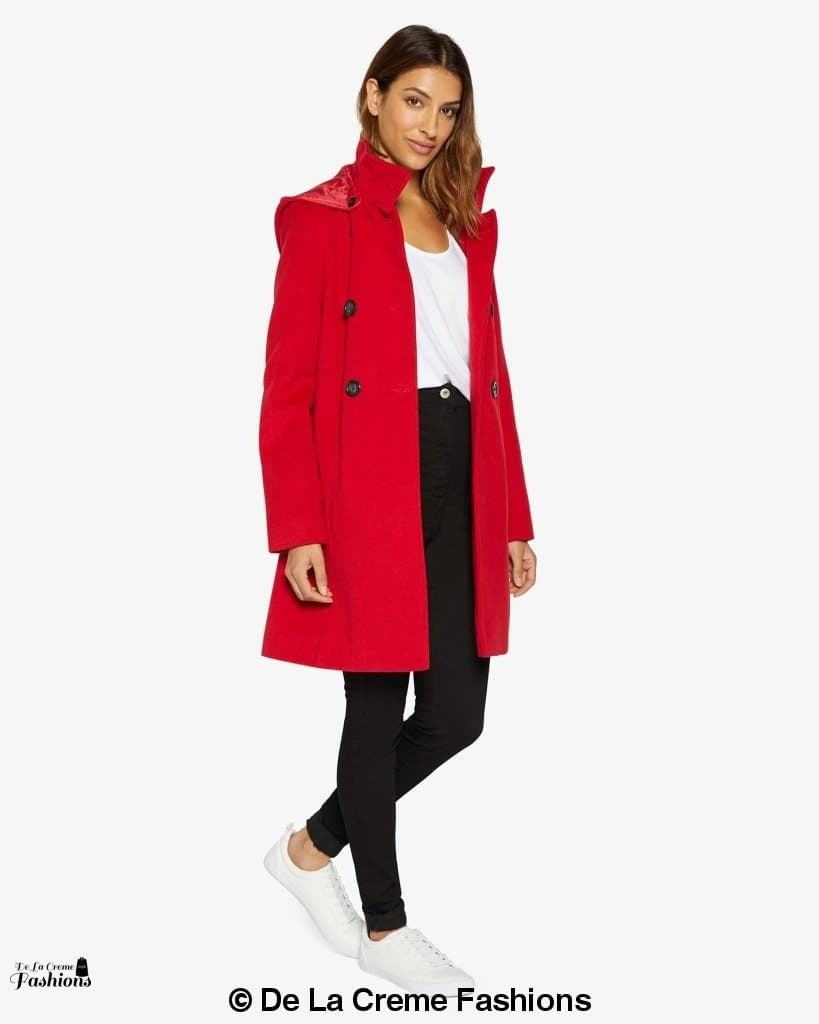 (Pre-Order) Double Breasted Hooded Coat (1225)-Rose Eleusis-UK 10/EU 38/US 6-Black-Urbanheer