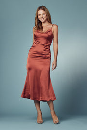 Cowl Neck Satin Open Back Midi Prom &-NXAB-2-OLIVE-Urbanheer