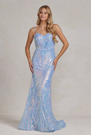 Embroidered Sequins Sweetheart Open Back Mermaid Long Evening Dress NXR1072-NXAB-00-BLUE-Urbanheer