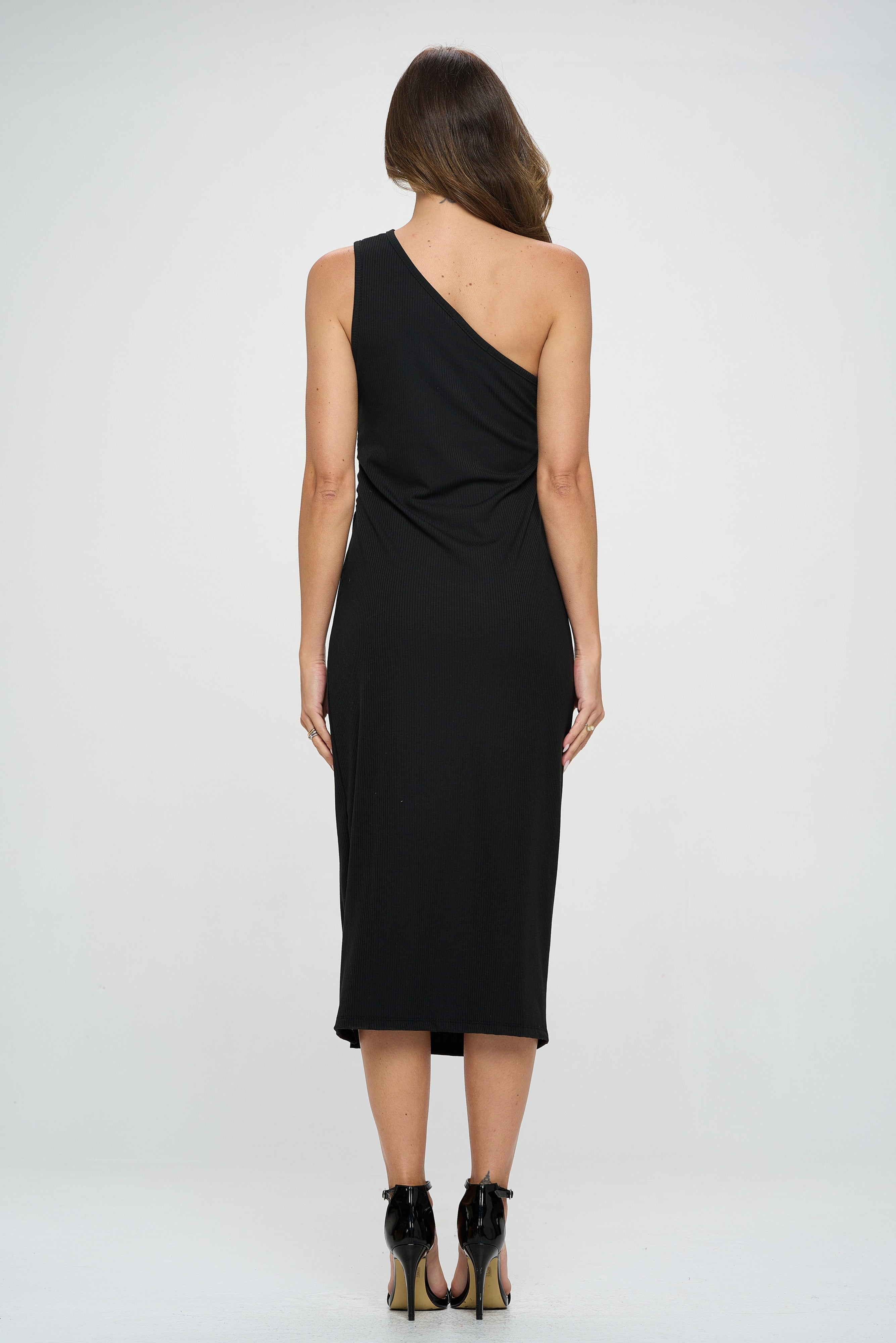 Rib Knit Sleeveless Bodycon Dress with Slit-Dresses-RENEE C.-Urbanheer