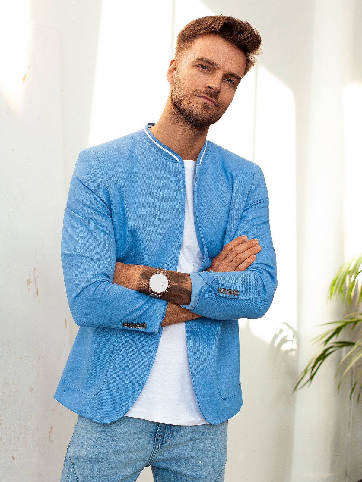 Men's casual jacket Alfredo blue-UHXE-L-Urbanheer