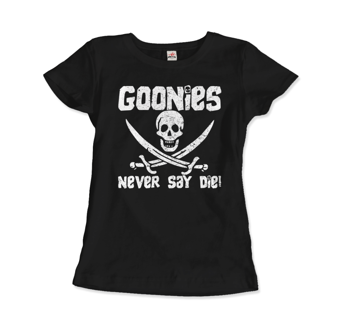The Goonies Never Say Die Distressed Design T-Shirt-Art-O-Rama Shop-Men (Unisex)-Black-S-Urbanheer