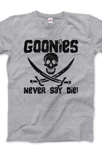 The Goonies Never Say Die Distressed Design T-Shirt-Art-O-Rama Shop-Women (Fitted)-Black-3XL-Urbanheer