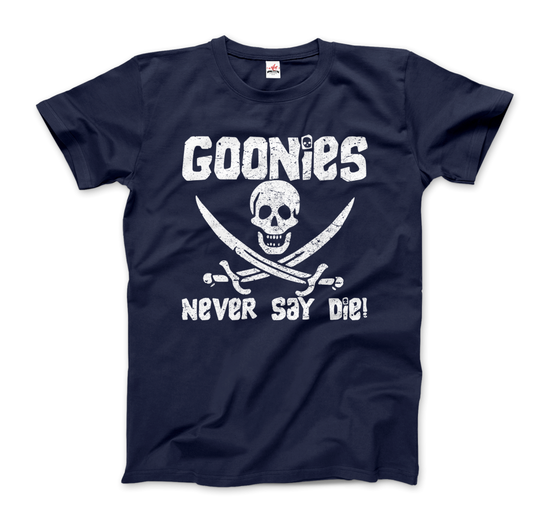The Goonies Never Say Die Distressed Design T-Shirt-Art-O-Rama Shop-Men (Unisex)-Black-S-Urbanheer