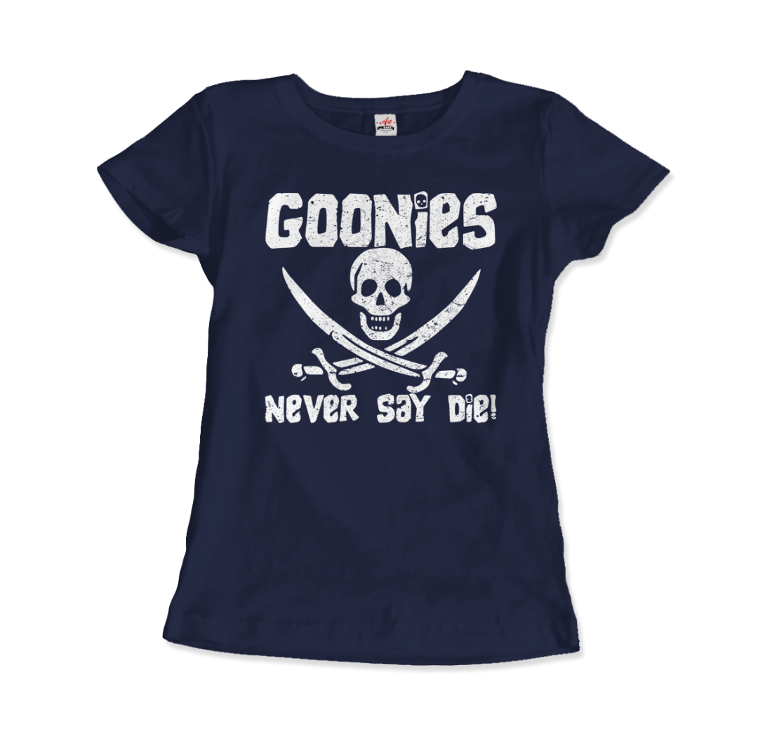 The Goonies Never Say Die Distressed Design T-Shirt-Art-O-Rama Shop-Men (Unisex)-Light Blue-S-Urbanheer