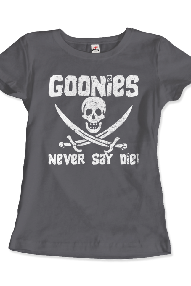The Goonies Never Say Die Distressed Design T-Shirt-Art-O-Rama Shop-Men (Unisex)-Charcoal-S-Urbanheer