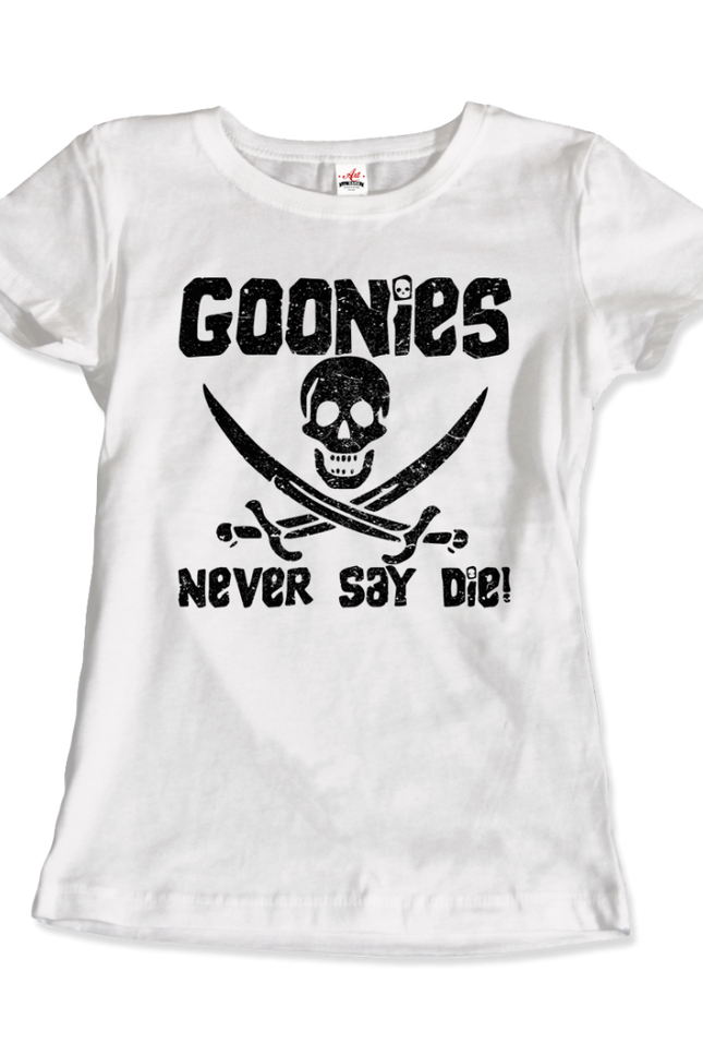 The Goonies Never Say Die Distressed Design T-Shirt-Art-O-Rama Shop-Women (Fitted)-Navy-XL-Urbanheer
