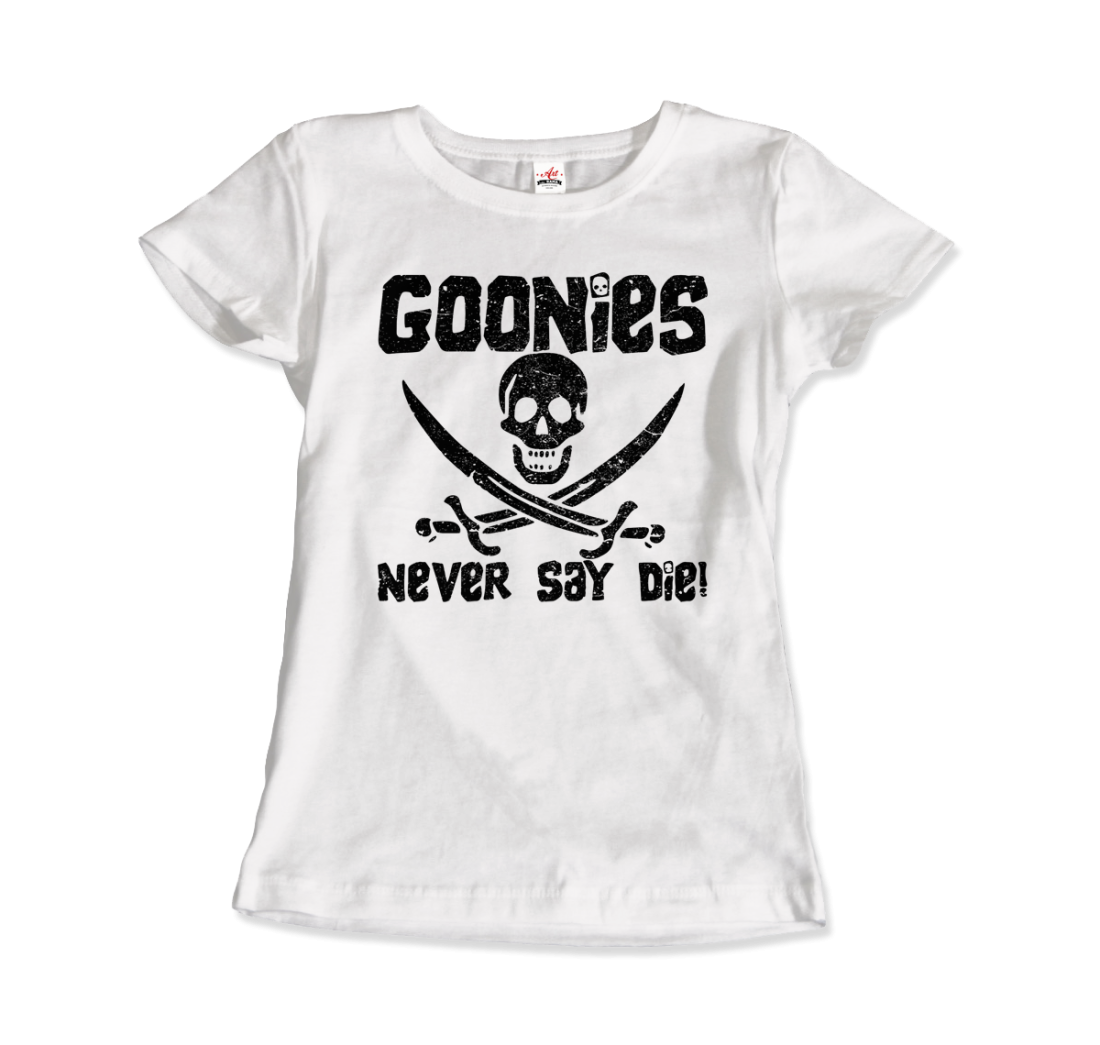 The Goonies Never Say Die Distressed Design T-Shirt-Art-O-Rama Shop-Men (Unisex)-Charcoal-S-Urbanheer