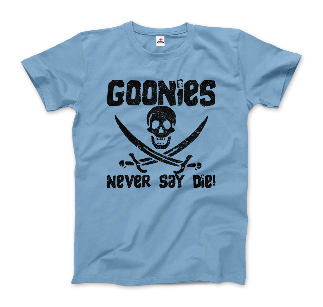 The Goonies Never Say Die Distressed Design T-Shirt-Art-O-Rama Shop-Men (Unisex)-Black-S-Urbanheer