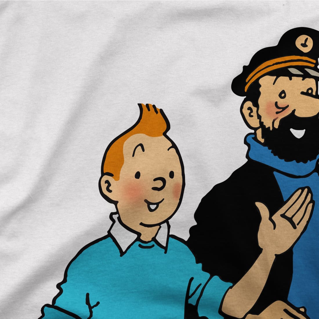 Tintin, Snowy And Captain Haddock Artwork T-Shirt-T-Shirt-Art-O-Rama Shop-Men (Unisex)-White-S-Urbanheer