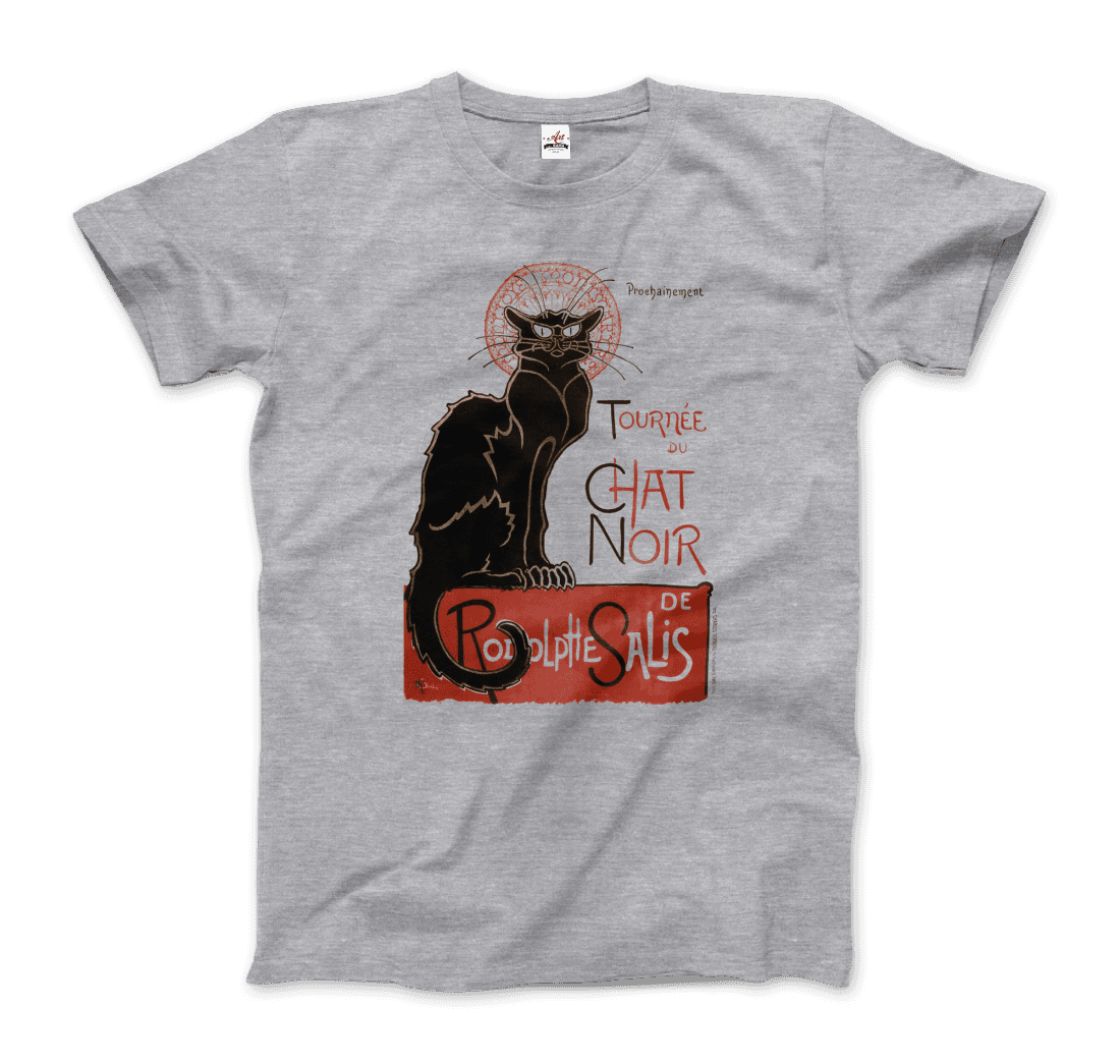 Tournee Du Chat Noir Artwork T-Shirt-Art-O-Rama-Men (Unisex)-Heather Grey-S-Urbanheer